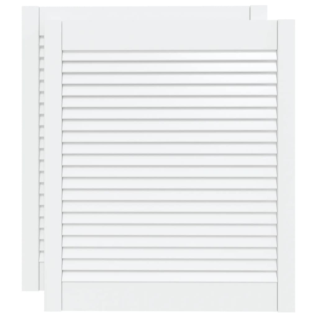 Cabinet Doors with Louvered Design 2 Pcs White 69 X 59.4 Cm Solid Wood