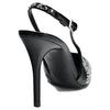 Zara Pu Studded Comfortable Versatile Pointed Toe Open Back Stiletto High Heels 10Cm Women High Heels Black 13205510-38
