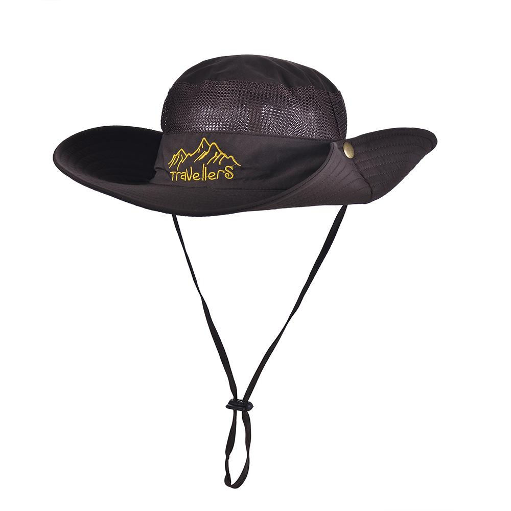 Travel folding hat outdoor sunscreen basin hat mountaineering travel bucket hat embroidery big brim breathable leisure penny hat
