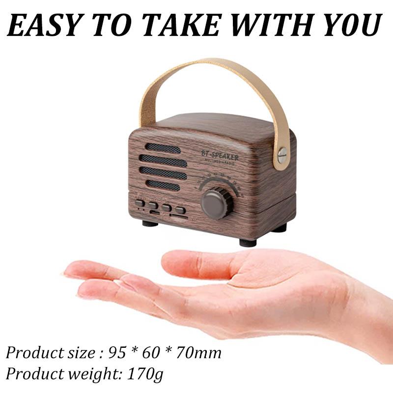 Retro-Mini-FM-Radio, klassischer FM-Empfänger, Vintage-Bluetooth-Lautsprecher, schwerer Bass-Subwoofer, TF-Player, wiederaufladbare Radios als Geschenk