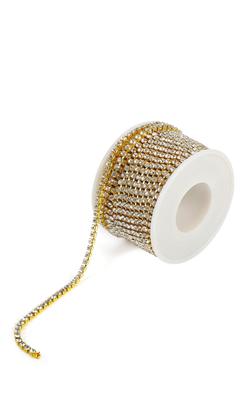 LuceLuce Rhinestone Diamond Stone Chain Gold Crystal Diamond Accessory Parts [Thickness 3.0mm Length 10M]