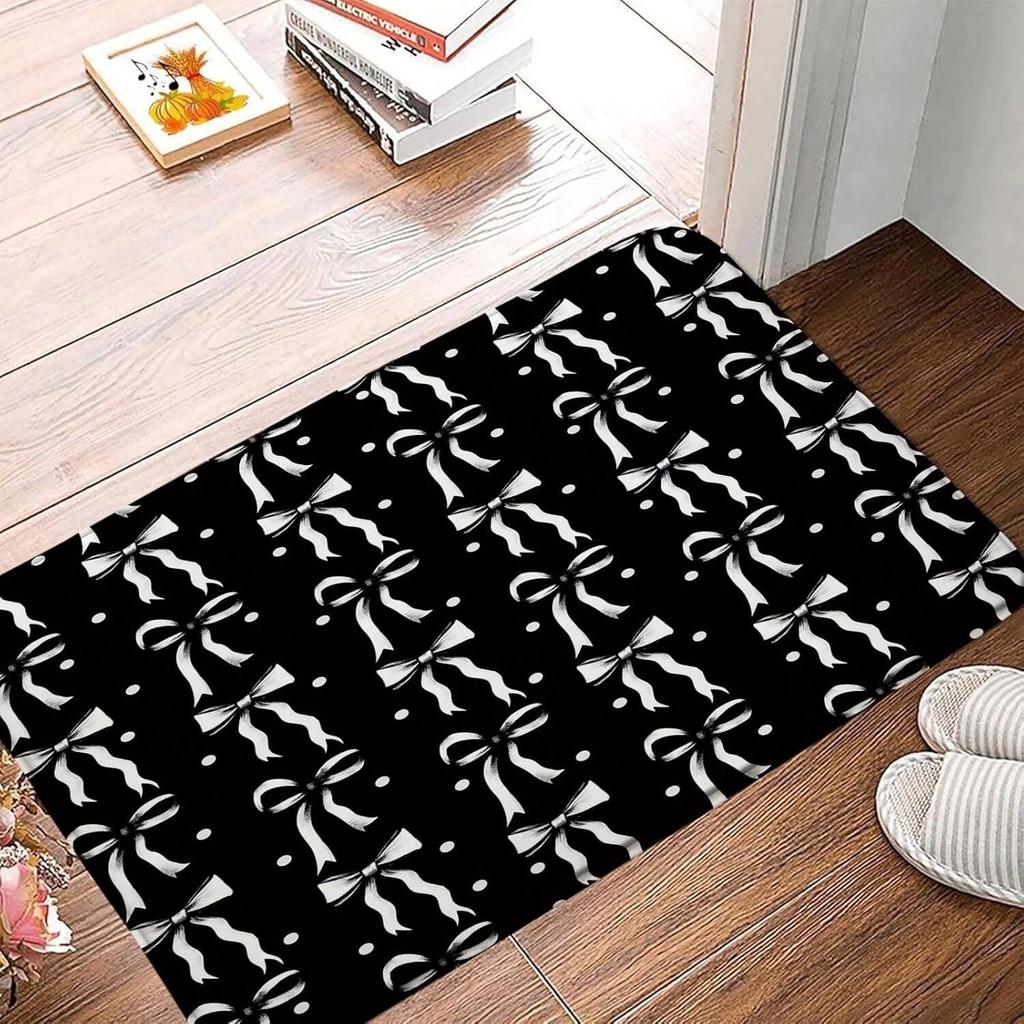 Cute Bow Carpet Mat Rug Anti-Slip Absorbent Soft Quick Dry Fashionable Modern Home Decor for Bathroom Shower Room Bathtub