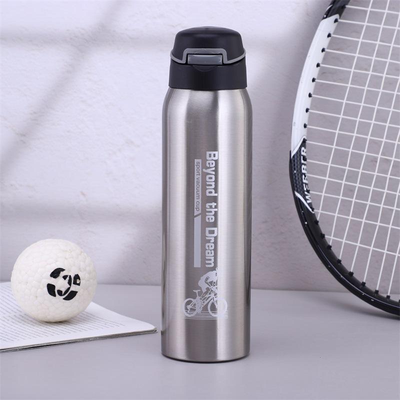 500ML Vacuum Stainless Steel Bicycle Water Bottle: Double Walled Insulated Cycling Water Bottle, Simple Thermo Mug With Straw