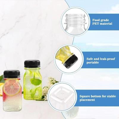 Drink Container 4Pcs Juice Bottles 120Ml Empty Clear Coffee Milktea Square Plastic Bottle With Lid
