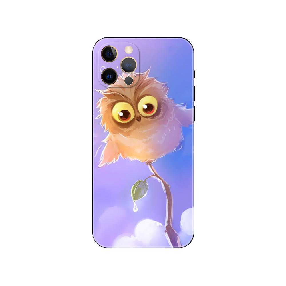 Animal Owl Phone Case for Iphone 5 5s 2020se 6 6s 7 8 Plus X 10 XR XS 11 12 13 Mini Pro MAX Black Tpu Back Cover