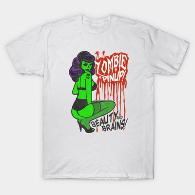 T Shirt Women Bombshell Zombie Pinup Harajuku Print Kawaii Tshirt Summer Short Sleeve Female T-Shirt Top Tee