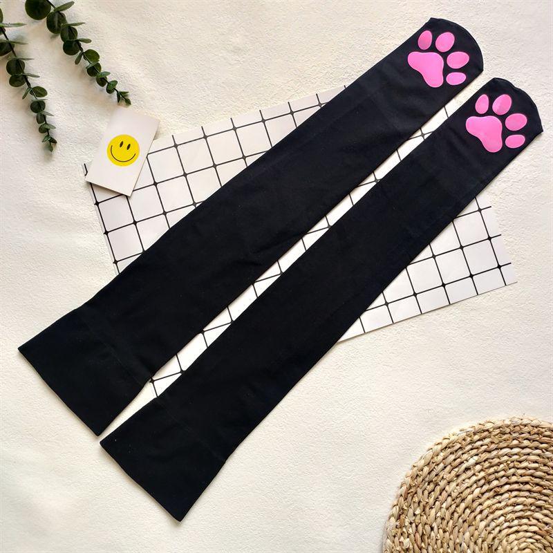 3D Cat Paw Silicone Thigh-High Socks - Cute Anime Lolita JK Style