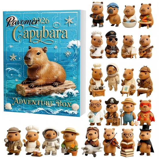 Novelty Gift for Capybara Lovers 2026 Christmas Advent Calendars, 24 Days Countdown with Creative Desk Accessories Cute 2D Hanging Ornaments, Holiday