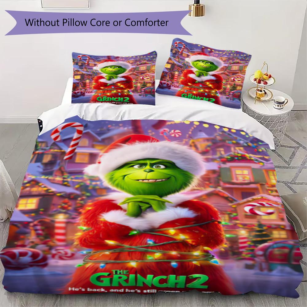Christmas Gift Oscar Comedy Movie How the Grinch Stole Christmas Home Decor Soft Printed Bedding Set Pillowcase Duvet Cover (without Core) R13