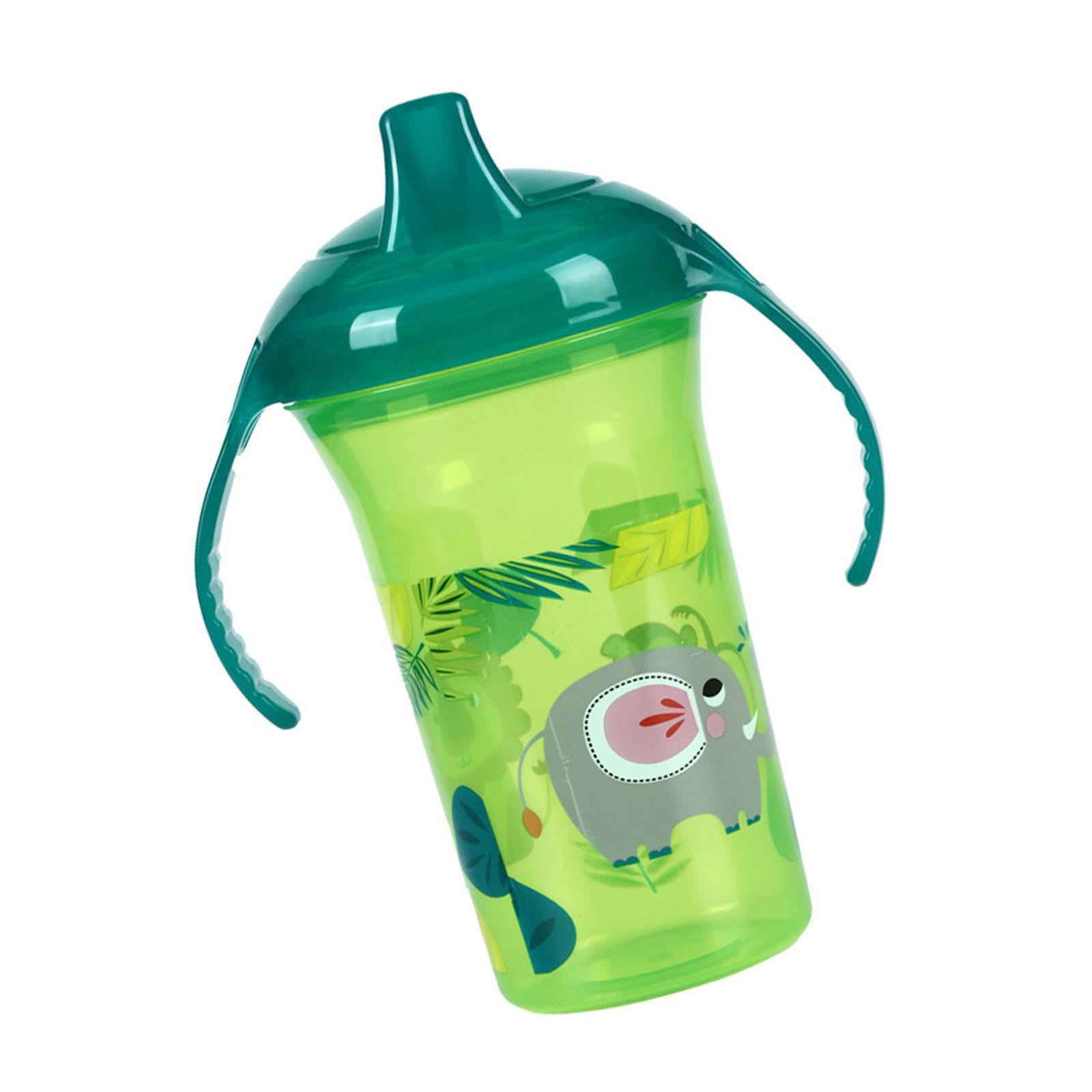 

Детская кружка для воды с рисунком из мультфильма, нескользящая, герметичная, обучающая кружка с утконосом, детская учебная кружка с ручкой, 300 мл зелёный