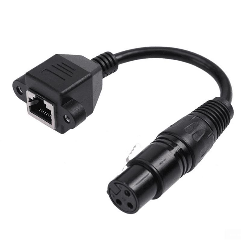 1x XLR 3 Pin Female To RJ45 Female Jack Network Connector Adapter Cable For LED