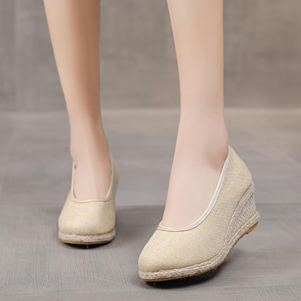 Wedges Woman Spring Summer Espadrilles Women Casual Slip-On Loafers Heeled Shoes Comfort Shallow Pumps Footwear Zapatos Mujer