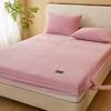 Simple Solid Color Fitted Sheet Nordic Mattress Cover Plush Bed Sheet Winter Warm Elastic Soft Bed Sheet with Elastic Band