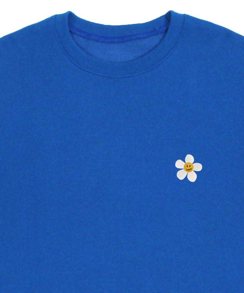 GRAVER [Unisex] Flower Dot Embroidered Sweatshirt_Cobalt Blue