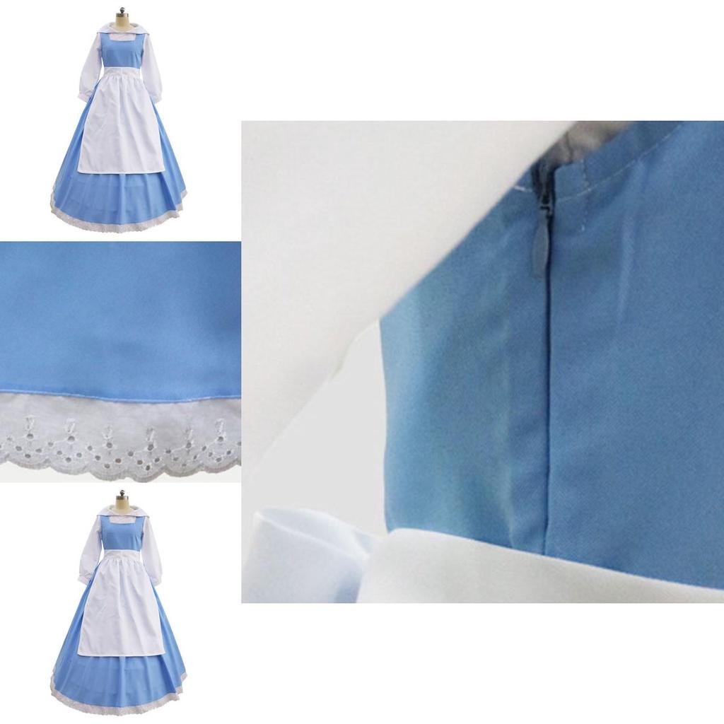 Elegant Beauty And The Beast Belle Blue Maid Dress With Exquisite Workmanship For Halloween