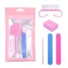 5-Piece Manicure Tool Set: False Nails, Wood Veneer File, Wood Stick, Horn Brush, Sponge Tofu Block.