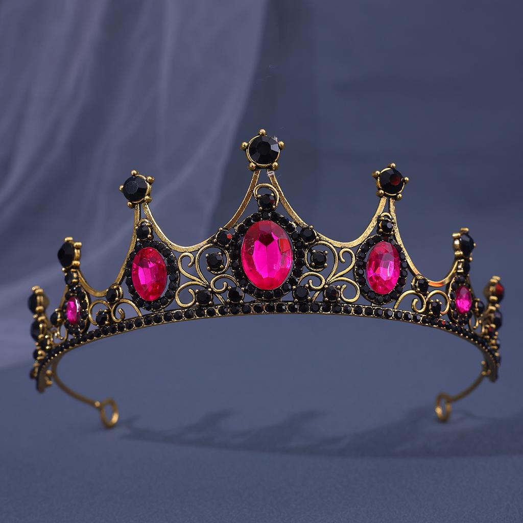 Retro Baroque Crown Tiara Alloy Rhinestone Princess Stage Performance Small Crown Accessories Bridal Jewelry
