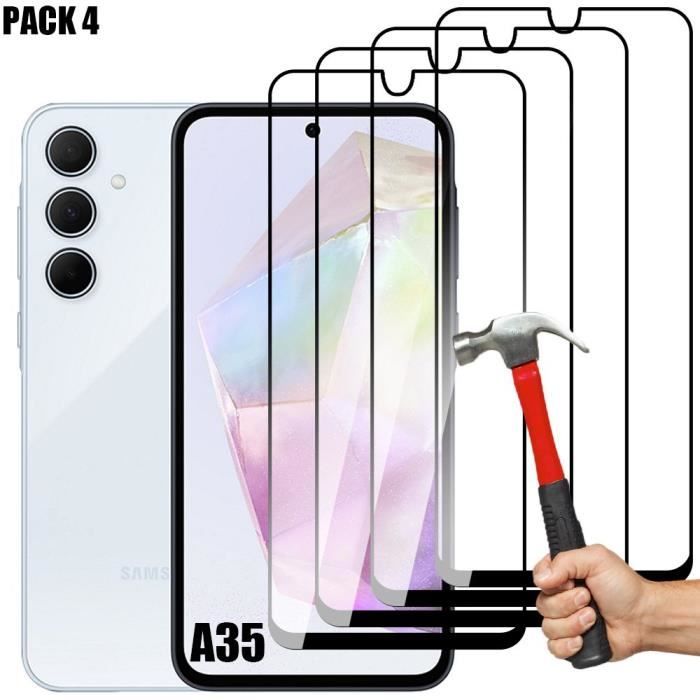 4 Verre Trempé Intégral pour Samsung Galaxy A35 5G, Protection d'écran Antichoc 9H
