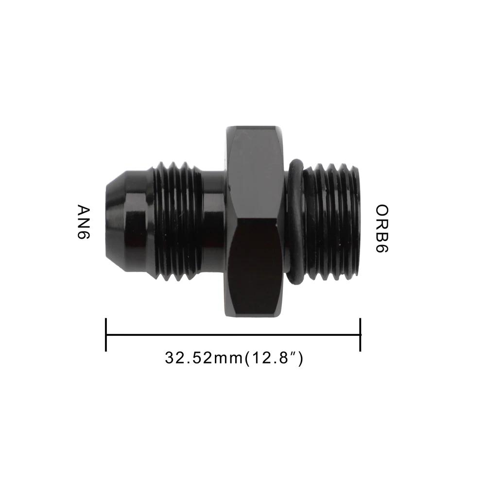 Male Adapter AN6 6AN Fitting Black ORB-6 /-10 /-10 O-ring Boss to AN8 8AN AN1010/ 6061-T6 aluminum  Flare fiting Car Accessories