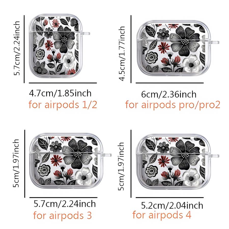 Clear Earphone Cases Cover Case For Airpods Pro2 4 Pro 3 2 Pro3 1 Minimalist Flowers