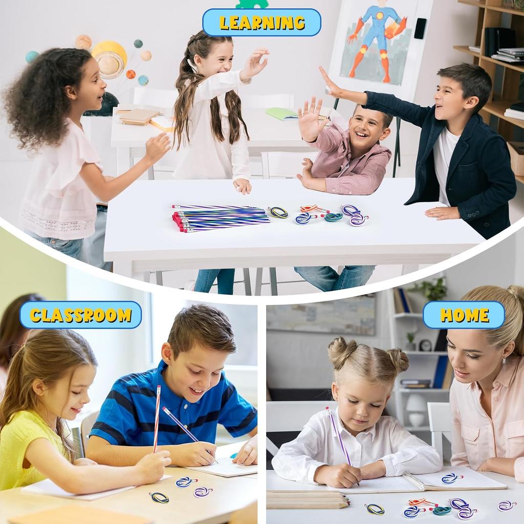 24 Pieces Soft Flexible Bendy Pencils with Erasers for School Stationary Equipment for Birthday Party Favours Fillers Back To School Funny Supplies
