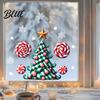 Colorful Candy Patterned Decals Christmas Tree Window Static Sticker Waterproof PVC Removable Cane Holiday Stickers Glass Clings Decorative