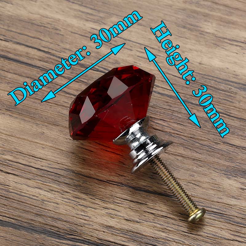 KAK 30mm Diamond Shape Design Crystal Glass Knobs Cupboard Pulls Drawer Knobs Kitchen Cabinet Handles Furniture Handle Hardware