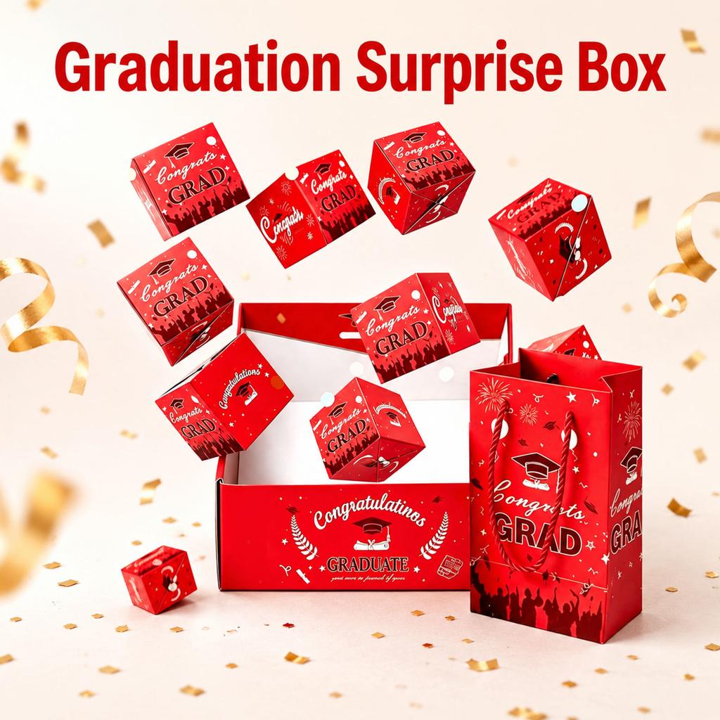 Graduation Surprise Gift Box with 16 -Up Cards for High School or College Party Favors