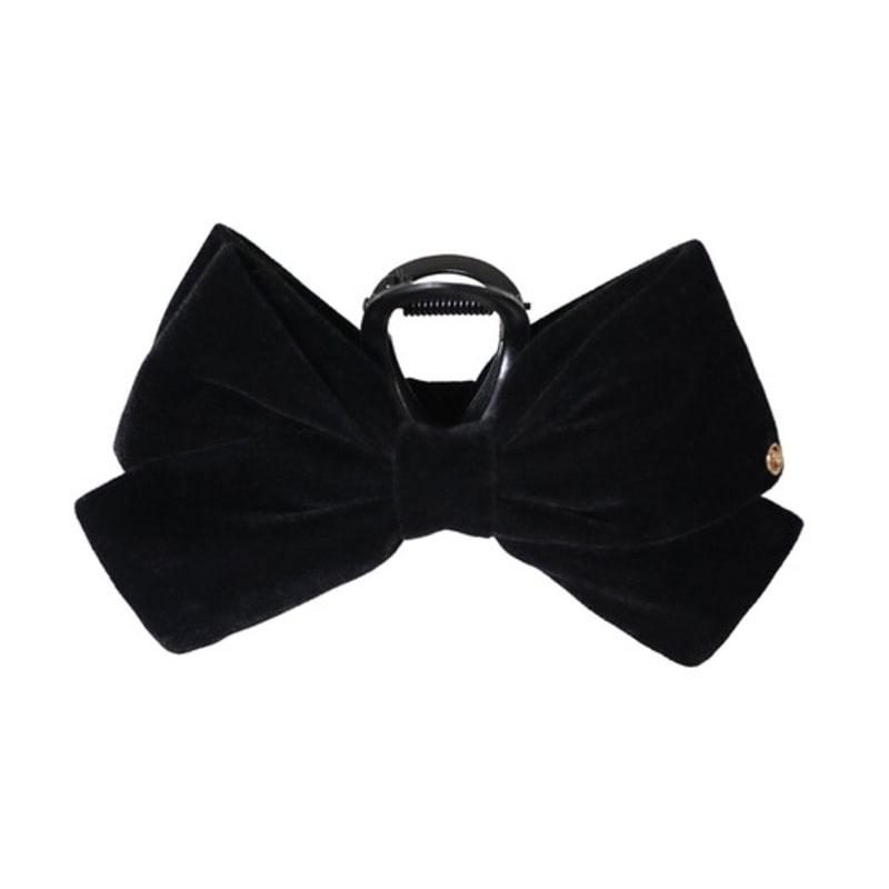 OVLA Regular_double Ribbon Velvet Hair Clip_black HC031