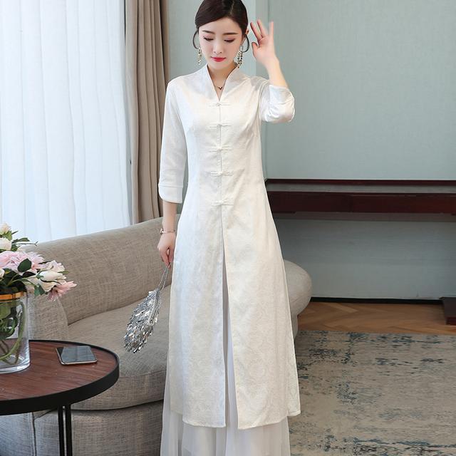 Spring/Summer 2023 Cotton Linen Zen Cheongsam Dress with Frog Buttons - Artistic Retro Chinese Style