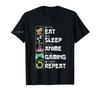 Oversized T-shirt Eat Sleep Anime Gaming Repeat Kawaii Otaku Anime Manga Cotton Tshirt Casual Men's Clothing Unisex Tops Tees...