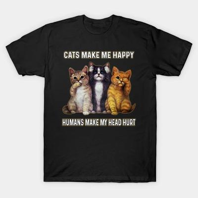 New Large-size T-shirts for Three Cats Printed Short-sleeved T-shirts for Men and Women