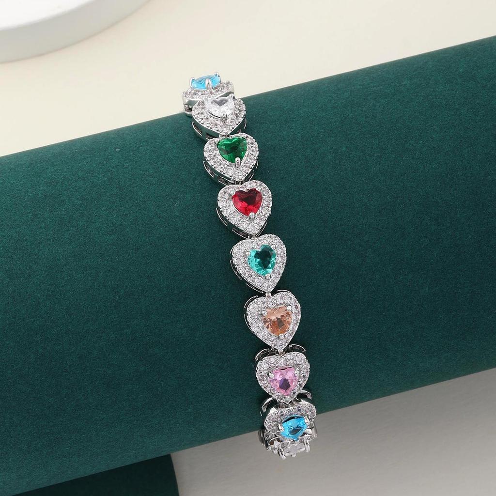Super Sparkling Color Love Zircon Full Diamond Bracelet, Simple Design, Clear and Cold Feeling, French Court, Light Luxury Design Handpiece
