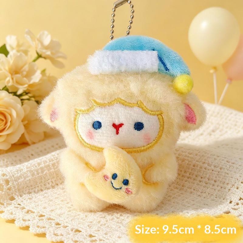 Cartoon Fluffy Sheep Keychain Soft Mini Stuffed Lamb Pendant Anime Style Bag Decor for Kids Birthday Party Favors