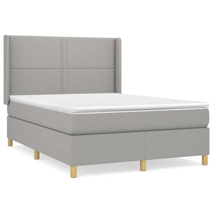 3131905 vidaXL Lit à sommier tapissier avec matelas Gris clair 140x190cm Tissu