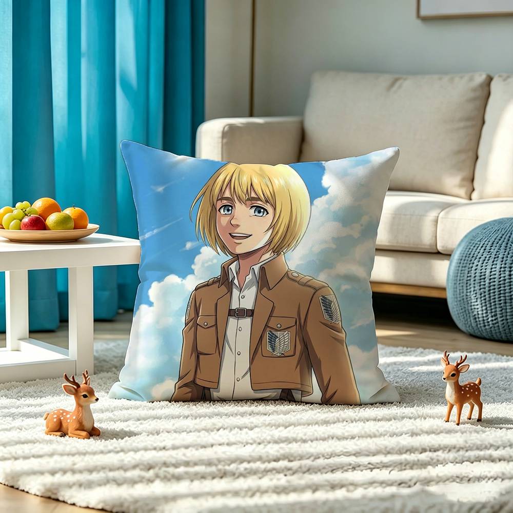 A-AOT Armin Arlert Square Double-Sided printed Pillow Case Bedroom Bedside Pillow Sofa Cushion Cover