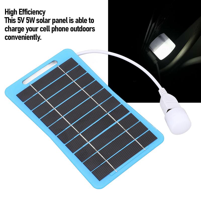 2W 5V Solar Panel With Light Usb Waterproof Outdoor Hiking Camping Portable Battery Mobile Phone Charging Bank Charging Panel