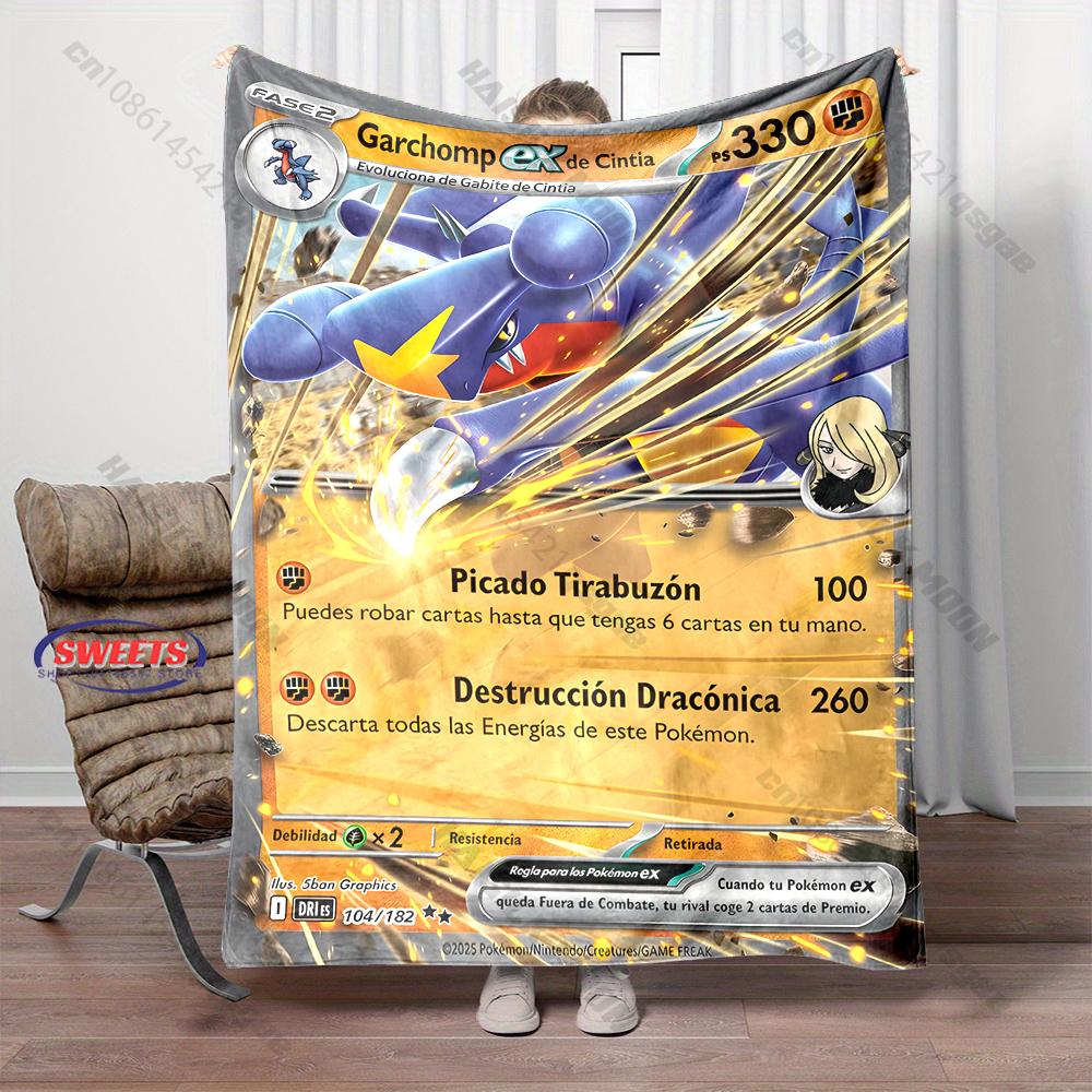 Free Shipping! Pokemon Garchomp Cards Print Blanket Warm Soft Comfortable Home Travel Sofa Bedding Cover Blanket Holiday Gift