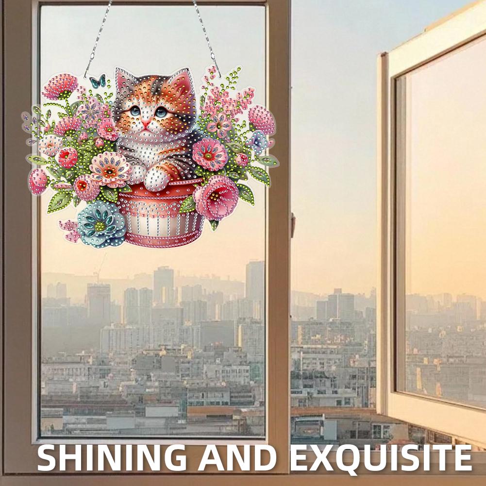 2D/Flat DIY Hanging Diamond Art Kits Diamond Painting Set Rhinestone Diamond Art Window Pendants Home Wall Decoration Crafts