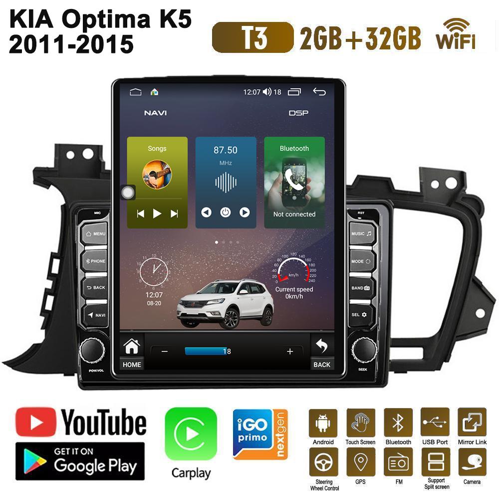 

9,7-дюймовый автомобильный радиоприемник для KIA Optima K5 2011-2015 Android 2 DIN Tesla с вертикальным экраном Carplay Авто радио Мультимедийный плеер 2 + 32 ГБ