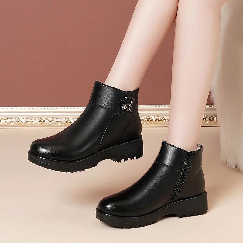 Winter Women's Shoes, Thick Velvet Women's Cotton Shoes, Soft-soled Flat-bottomed Non-slip Warm Women's Boots