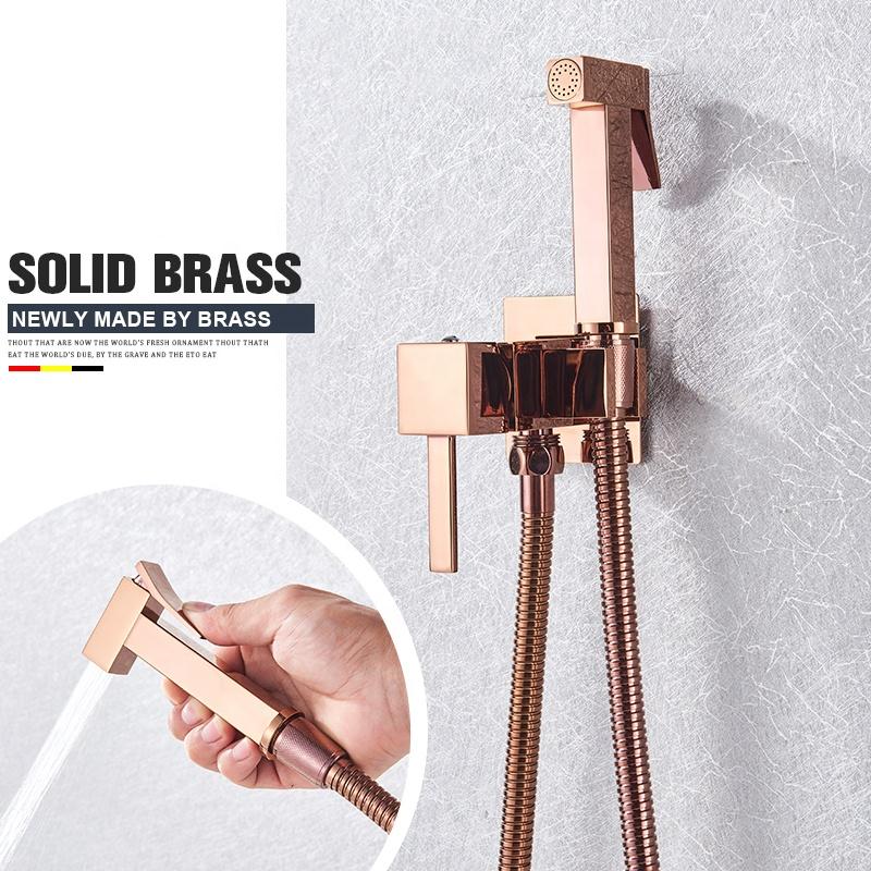Rose Gold Bidet Shower Faucet Douche Bidet Faucet Muslim Ducha Higienica Hot Cold Water Mixer Tap Toilet Bidet Shower