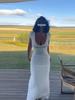 2026 European Spring/Summer Women's Solid Color Deep V-Neck Short Sleeve Long Dress