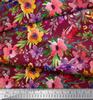 Soimoi Japan Crepe Satin Fabric Flower & Leaves Watercolor Decor Fabric Printed metre 42 Inch