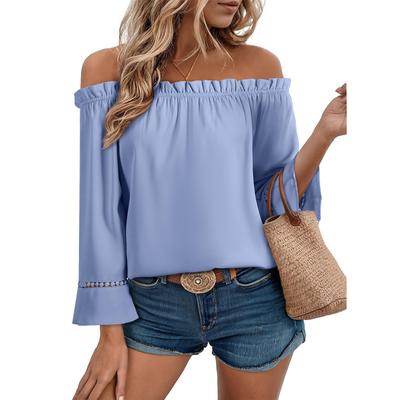 Fashionable Women's Sexy One Neck Off Shoulder Shirt, Loose Long Sleeved Pullover