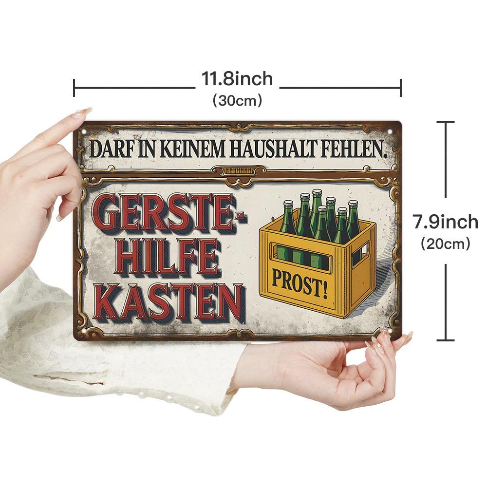 Gerstehilfe Kasten  Darf in keinem Haushalt fehlen Funny German Beer Crate Metal Tin Sign  Retro Bar Wall Decor  Rustic Pla 20x30cm（7.8x11.8inch）