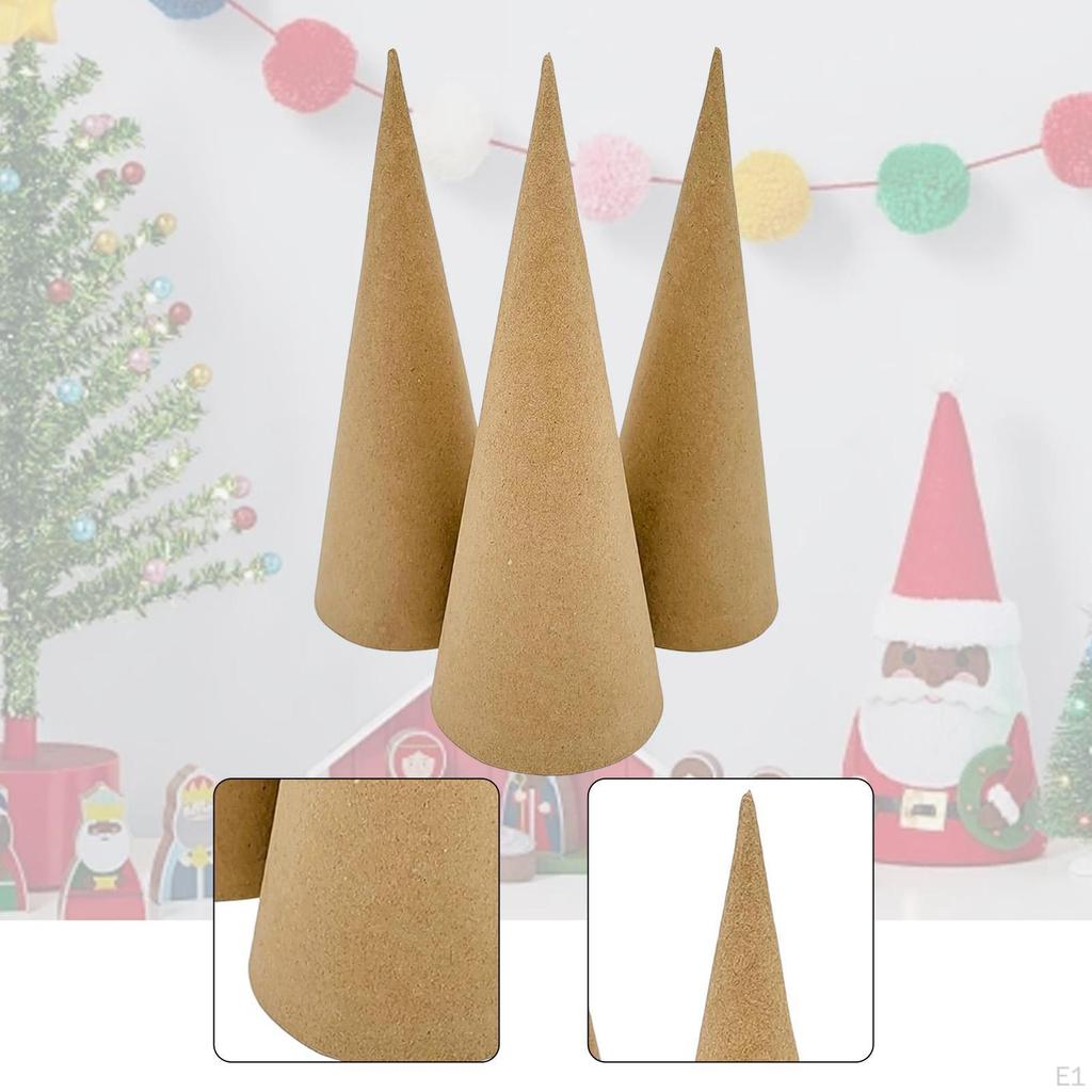 3 Bucăți Conuri Mache de Hârtie Fund Deschis pentru Artizanat Consumabile de Petrecere DIY Topper Crăciun Carton