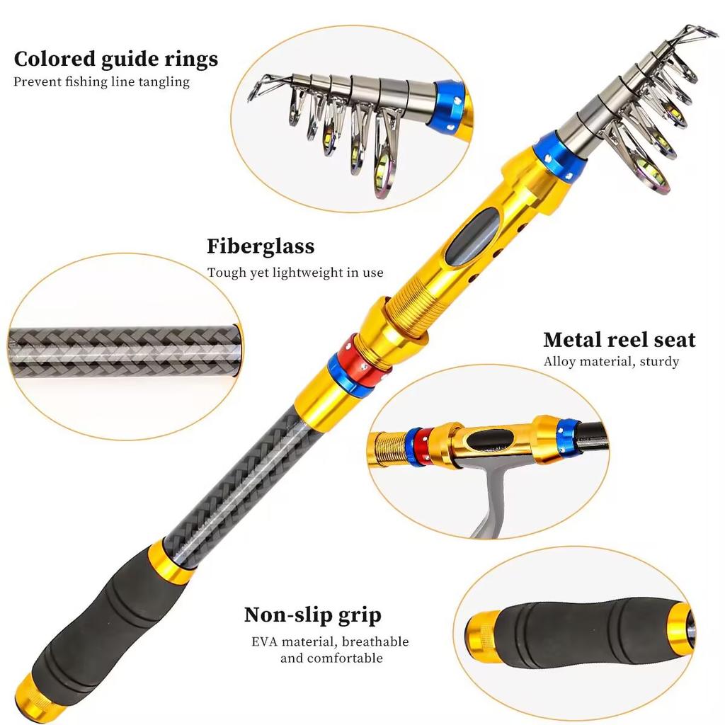 1.8m-3.6m Telescopic spinning rod carbon Fishing Rod Telescopic Fishing Rod Portable Bass Fishing Rods for Trout Carp Fishing Fishing Tackle