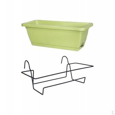Balcony Hanging Planter with Bracket 43x19x15cm Rectangular Versatile Drainage Hole Deck