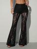 Pantaloni Lunghi da Donna in Pizzo Trasparente a Zampa Slim Fit